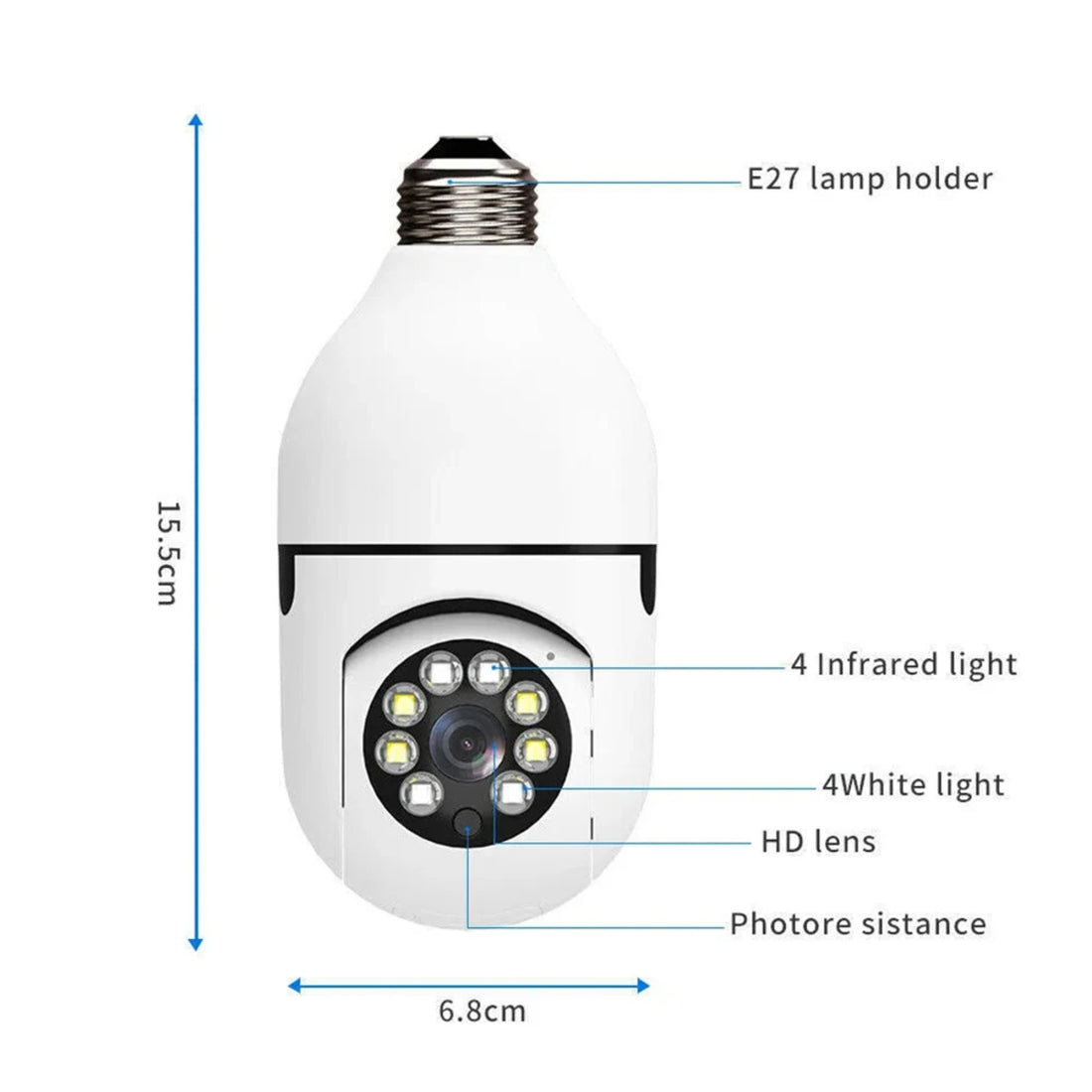 360° Night Vision Light Bulb Camera For Security - Automatic Tracking 262504