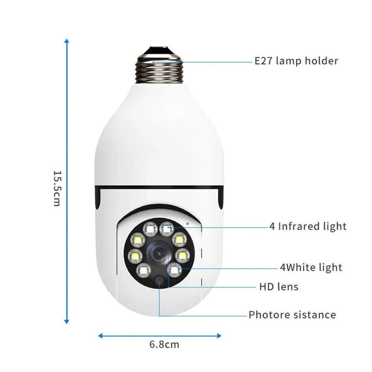 360° Night Vision Light Bulb Camera For Security - Automatic Tracking 262504