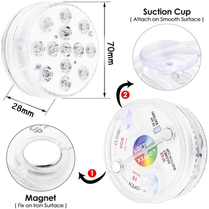 Underwater LED Pool Lights for Decoration - Multicolor, 13 LEDs (Pack of 2)