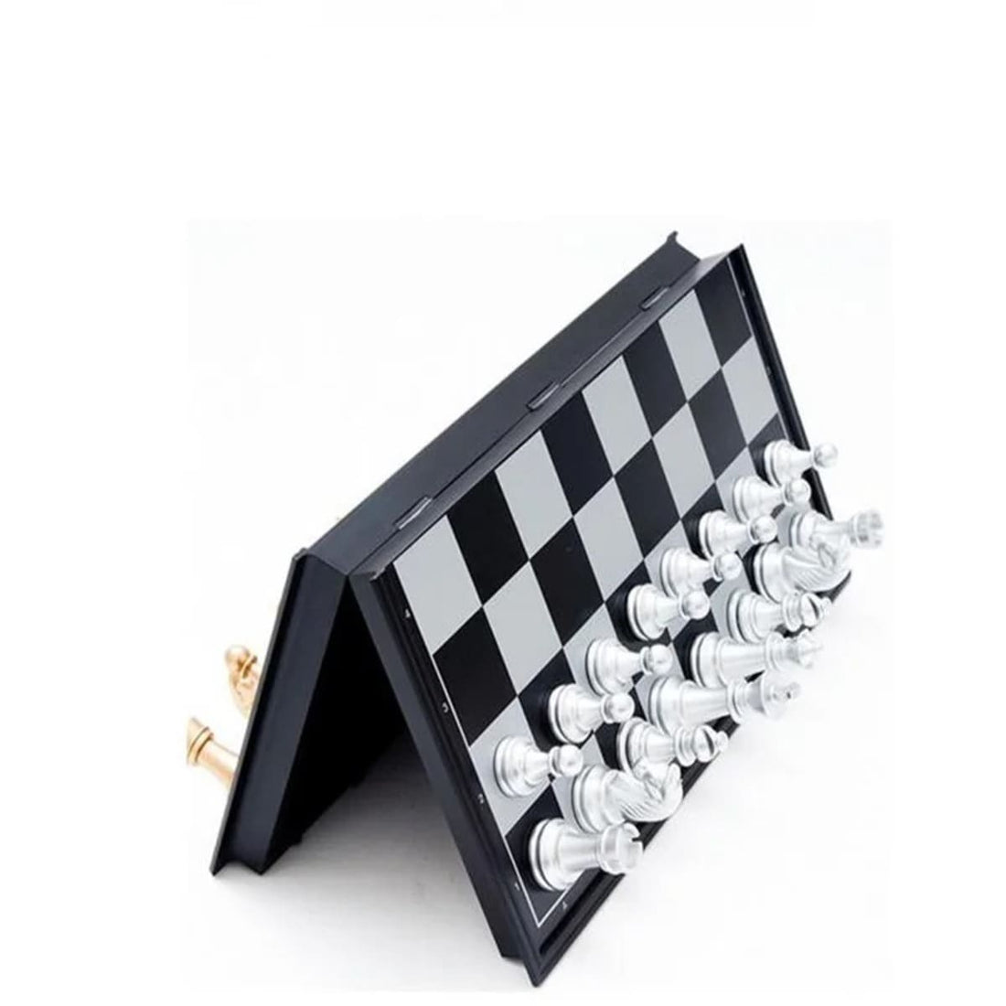 Portable Folding Magnetic Chess Set for Travel & Beginners - Metallic, Waterproof, Gold and Silver 32877153238-al