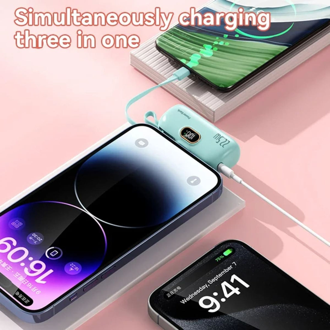 Fast-Charging Portable Power Bank - Handheld USB Type-C and iPhone Charger 1005008148188170-Pink For iPhone-30000mAh-1
