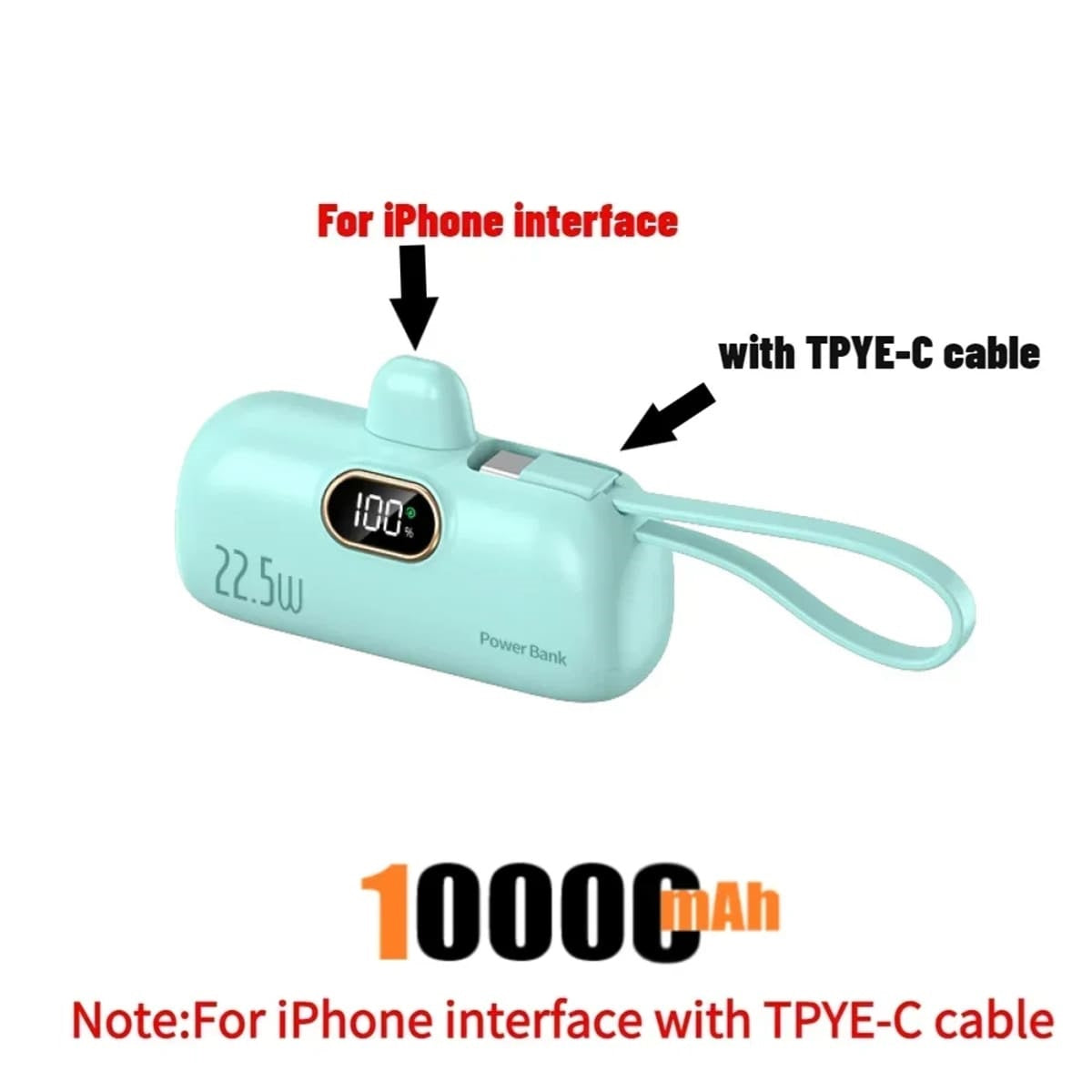 Fast-Charging Portable Power Bank - Handheld USB Type-C and iPhone Charger 1005008148188170-Pink For iPhone-30000mAh-1
