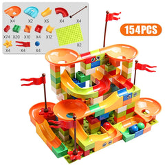 77-308PCS Marble Race Run Big Block Compatible Duploed Building