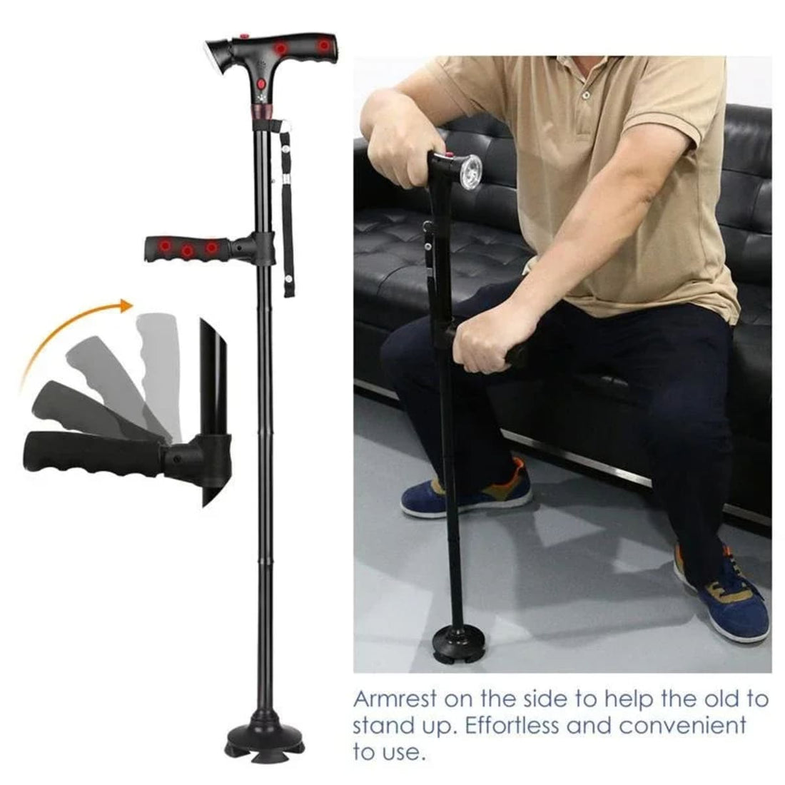 Foldable Walking Stick For Seniors with LED Light and Alarm 1005007010465072-al