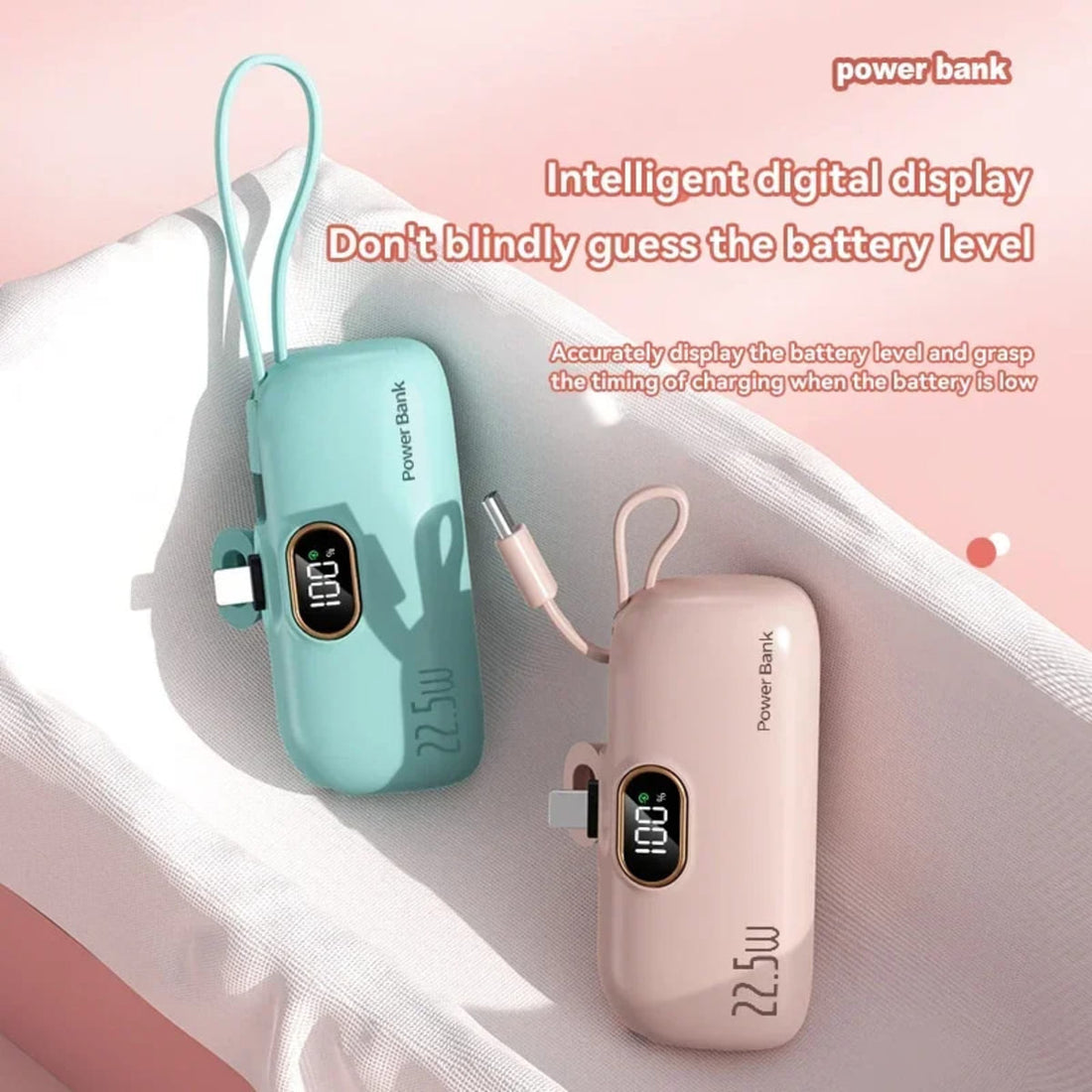 Fast-Charging Portable Power Bank - Handheld USB Type-C and iPhone Charger 1005008148188170-Pink For iPhone-30000mAh-1