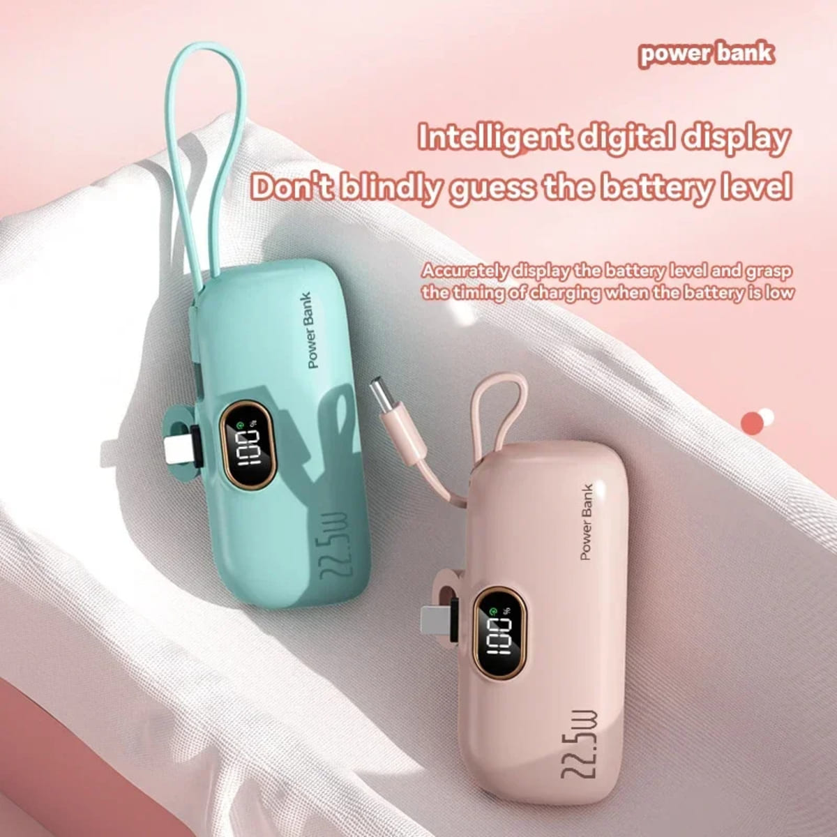 Fast-Charging Portable Power Bank - Handheld USB Type-C and iPhone Charger 1005008148188170-Pink For iPhone-30000mAh-1