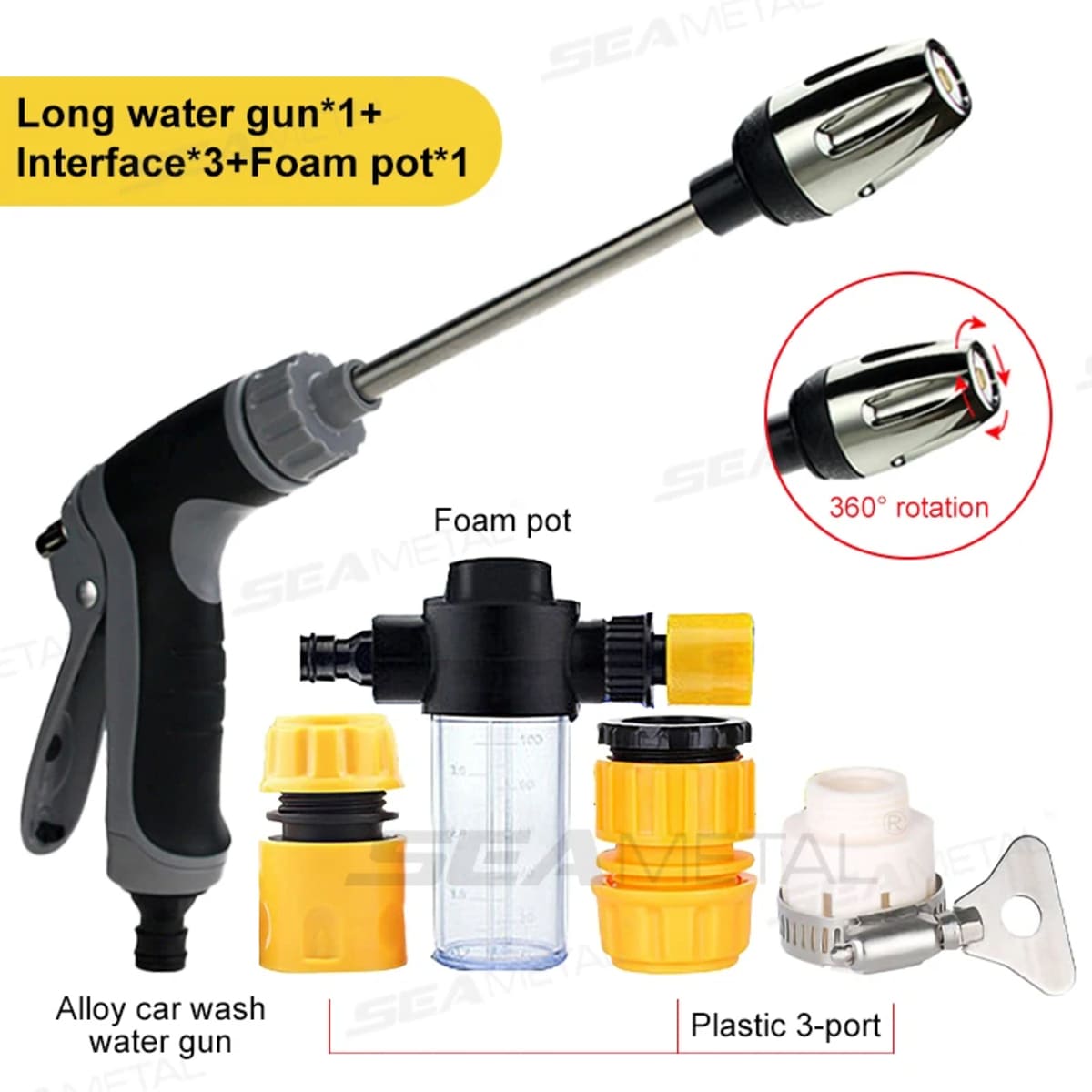 High Pressure Car Wash Sprayer - Adjustable Water Gun, Garden Hose Nozzle 160445