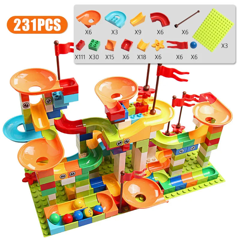 Marble Race Run Big Block Compatible Building (77-231 PCS)
