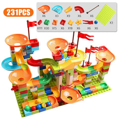 77-308PCS Marble Race Run Big Block Compatible Duploed Building