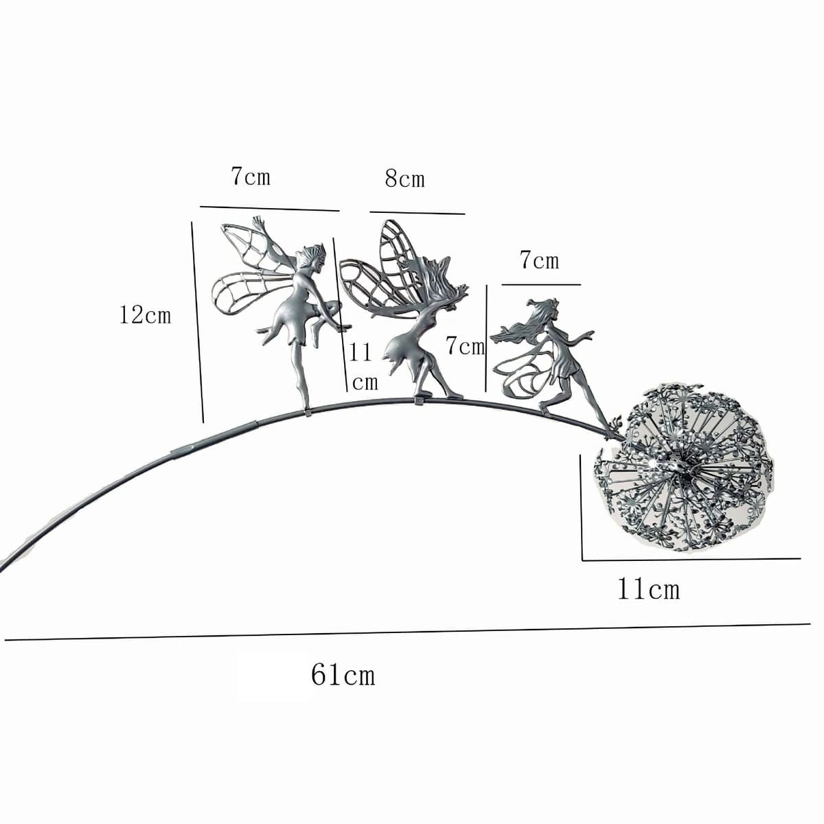 Dancing Metal Fairies on Dandelions for Garden Decor Blowing Wire Fairy Statue