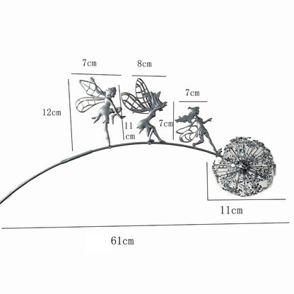 Dancing Metal Fairies on Dandelions for Garden Decor Blowing Wire Fairy Statue