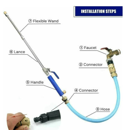 Metal Garden Hose Power Washer – Water Jet Spray Wand with Car Wash Hose Attachment 258711
