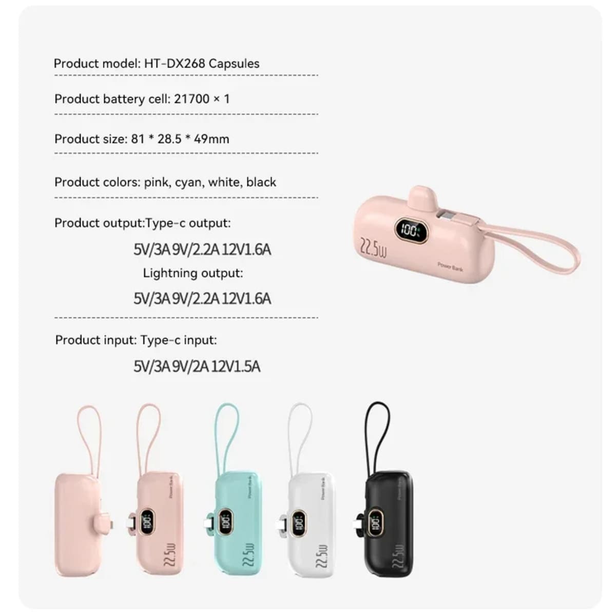 Fast-Charging Portable Power Bank - Handheld USB Type-C and iPhone Charger 1005008148188170-Pink For iPhone-30000mAh-1