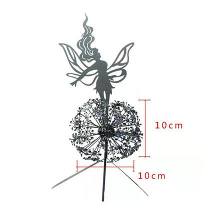 Dancing Metal Fairies on Dandelions for Garden Decor Blowing Wire Fairy Statue