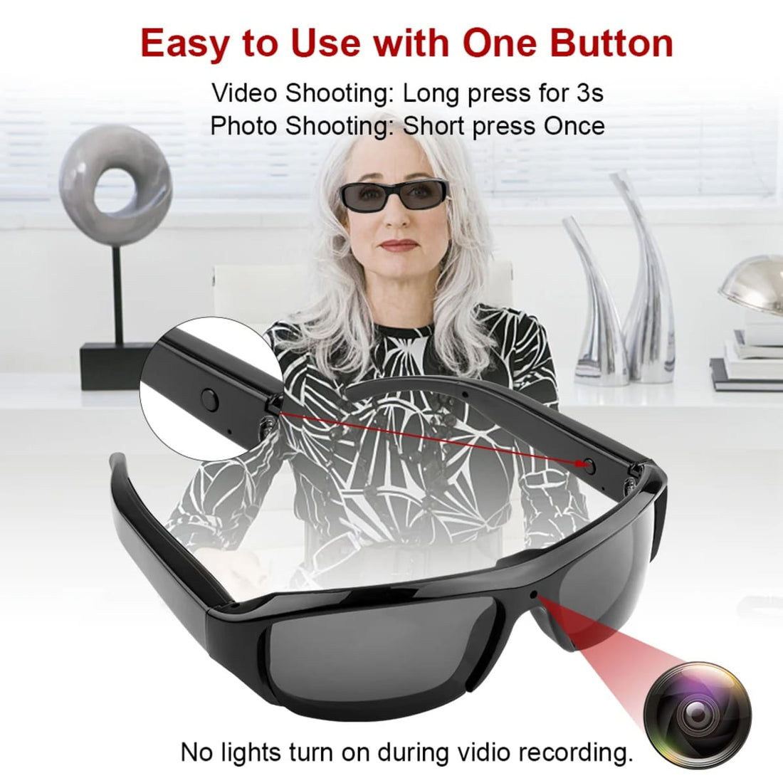 Professional Video Recording Eyeglasses - Full HD with Audio Recording 46898