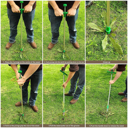 Stand Up Weed Remover Tool for Garden - Long Handle, No Bend Puller