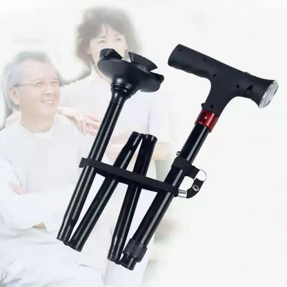 Foldable Walking Stick For Seniors with LED Light and Alarm