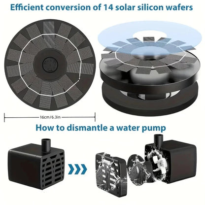 Floating Solar Powered Bird Bath Fountain - Mini, Cordless, Portable Design 260958