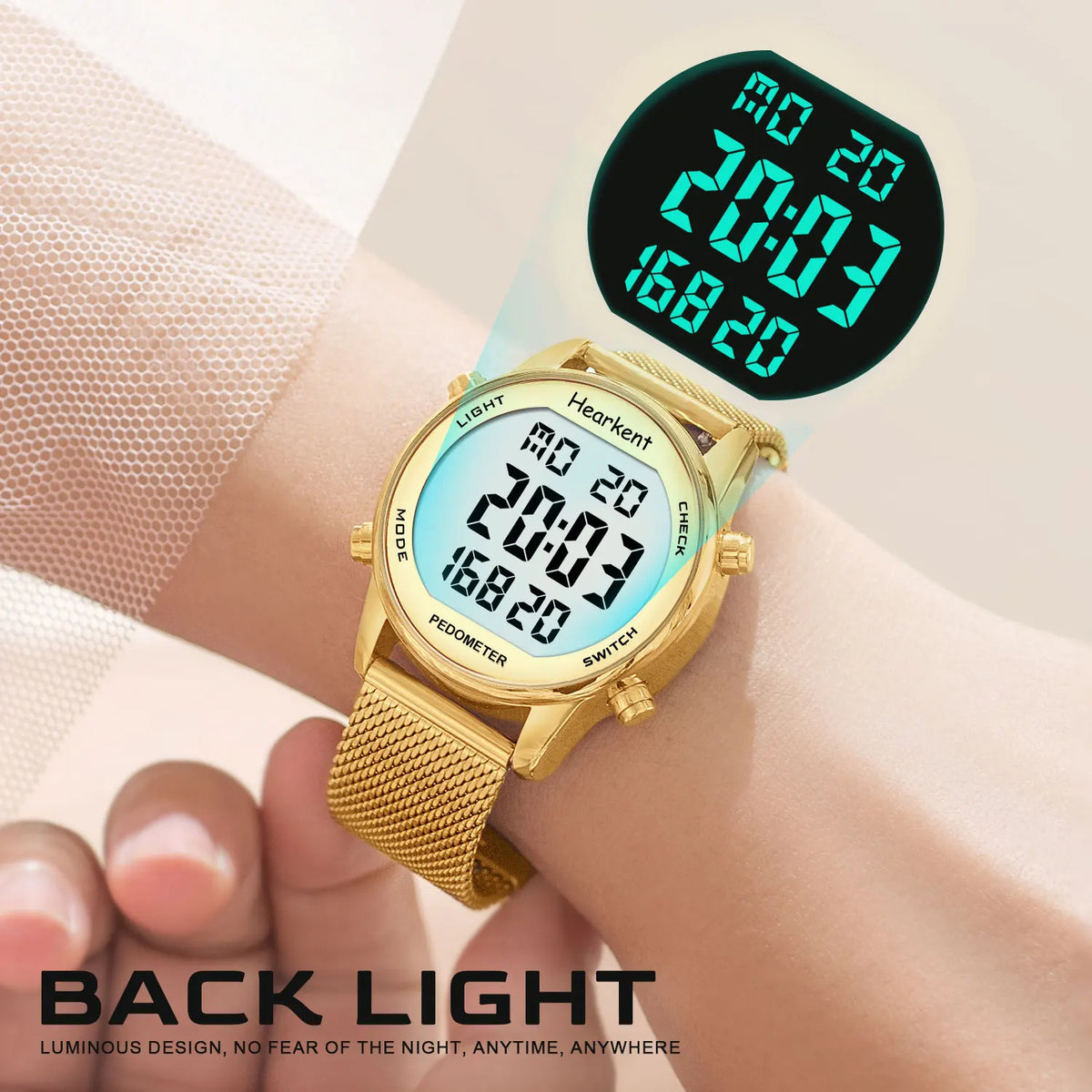 Calorie Tracker Women's Digital Watch – Pedometer, Waterproof Design