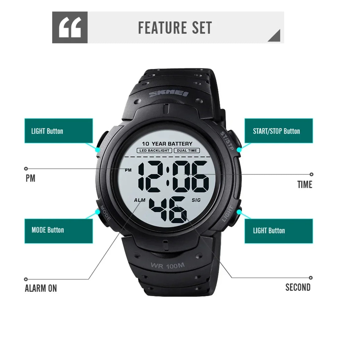 Multifunction Men’s Digital Sports Watch – Alarm Feature, Durable Waterproof Design 1005006991839181-al