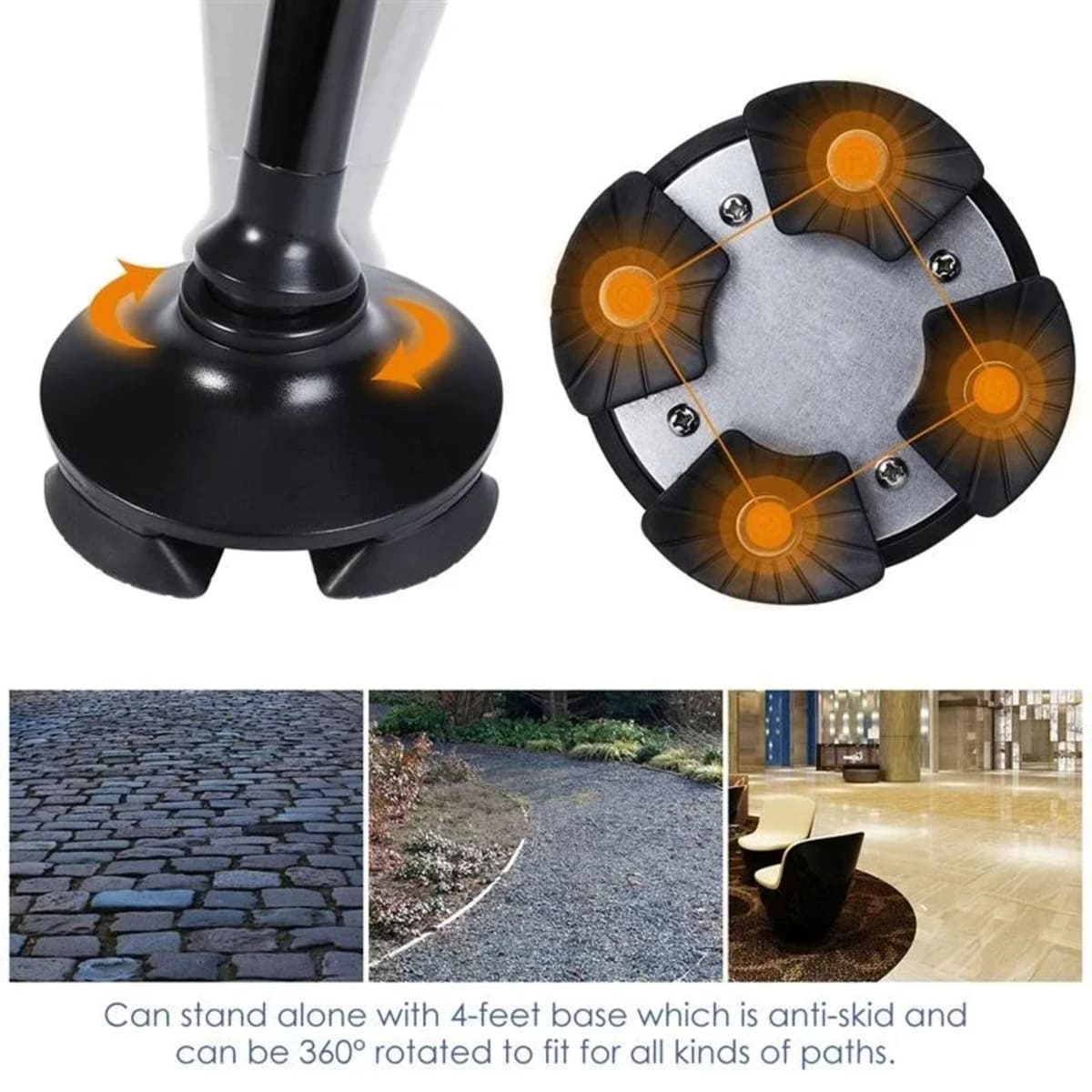 Foldable Walking Stick For Seniors with LED Light and Alarm