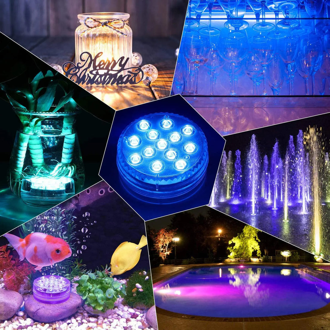 Underwater LED Pool Lights for Decoration - Multicolor, 13 LEDs (Pack of 2) 264971
