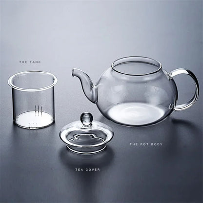 Heat-Resistant Glass Teapots with Infuser for Stove - Elegant, Clear, Modern (400/600/800/1000ml)