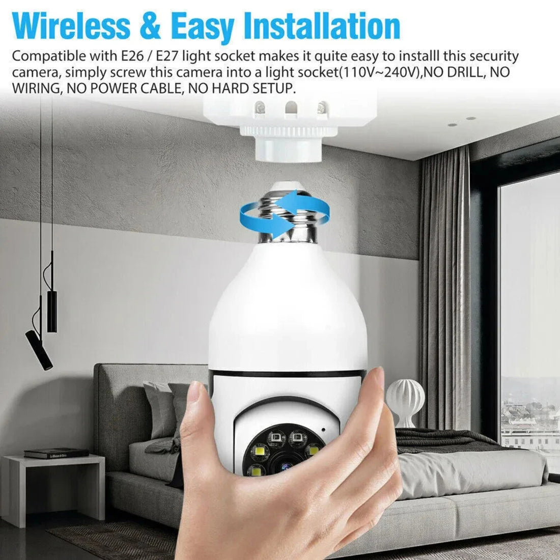 360° Night Vision Light Bulb Camera For Security - Automatic Tracking 262504