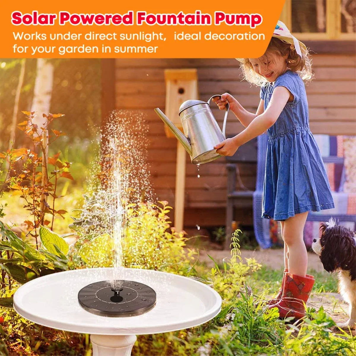 Floating Solar Powered Bird Bath Fountain - Mini, Cordless, Portable Design 260958