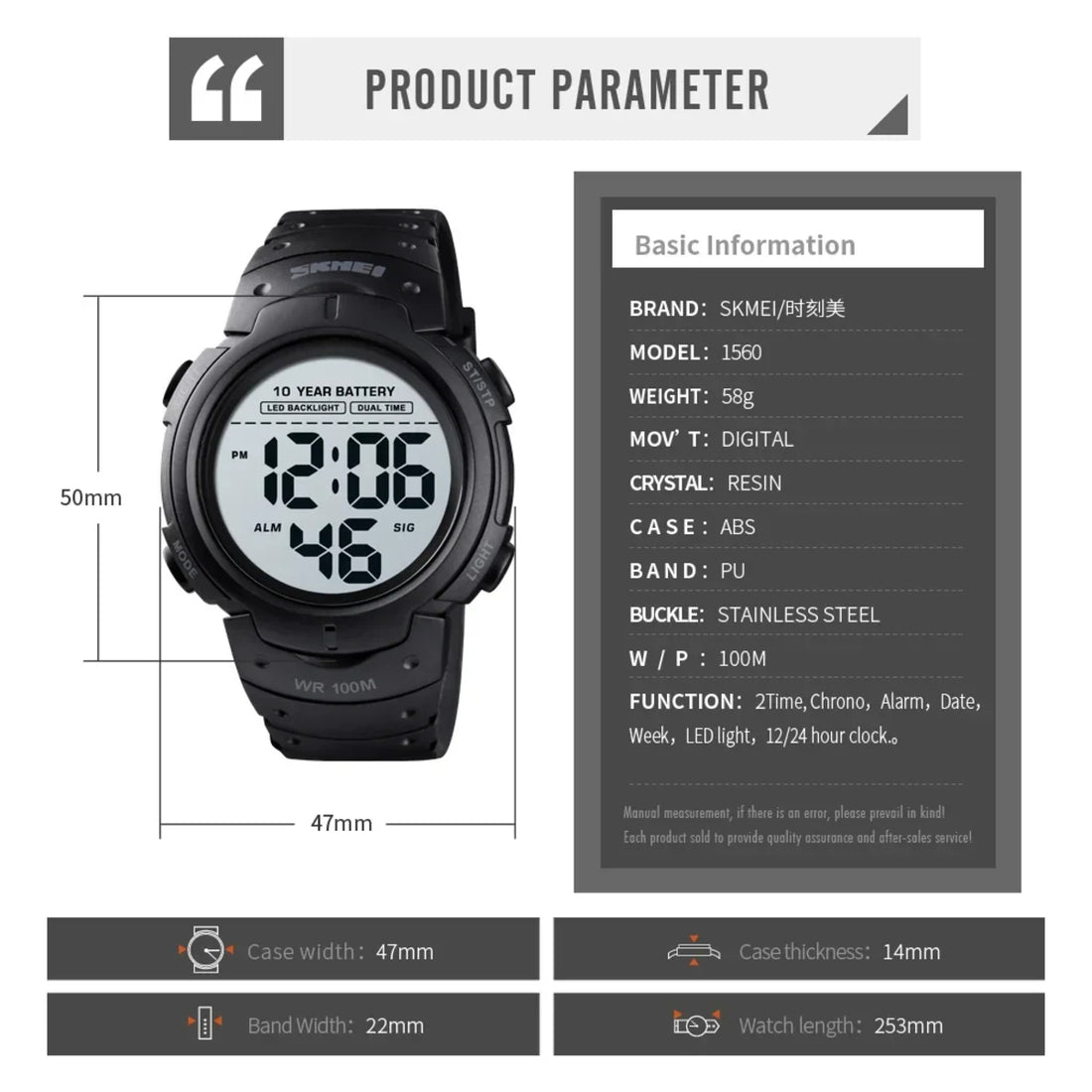 Multifunction Men’s Digital Sports Watch – Alarm Feature, Durable Waterproof Design 1005006991839181-al