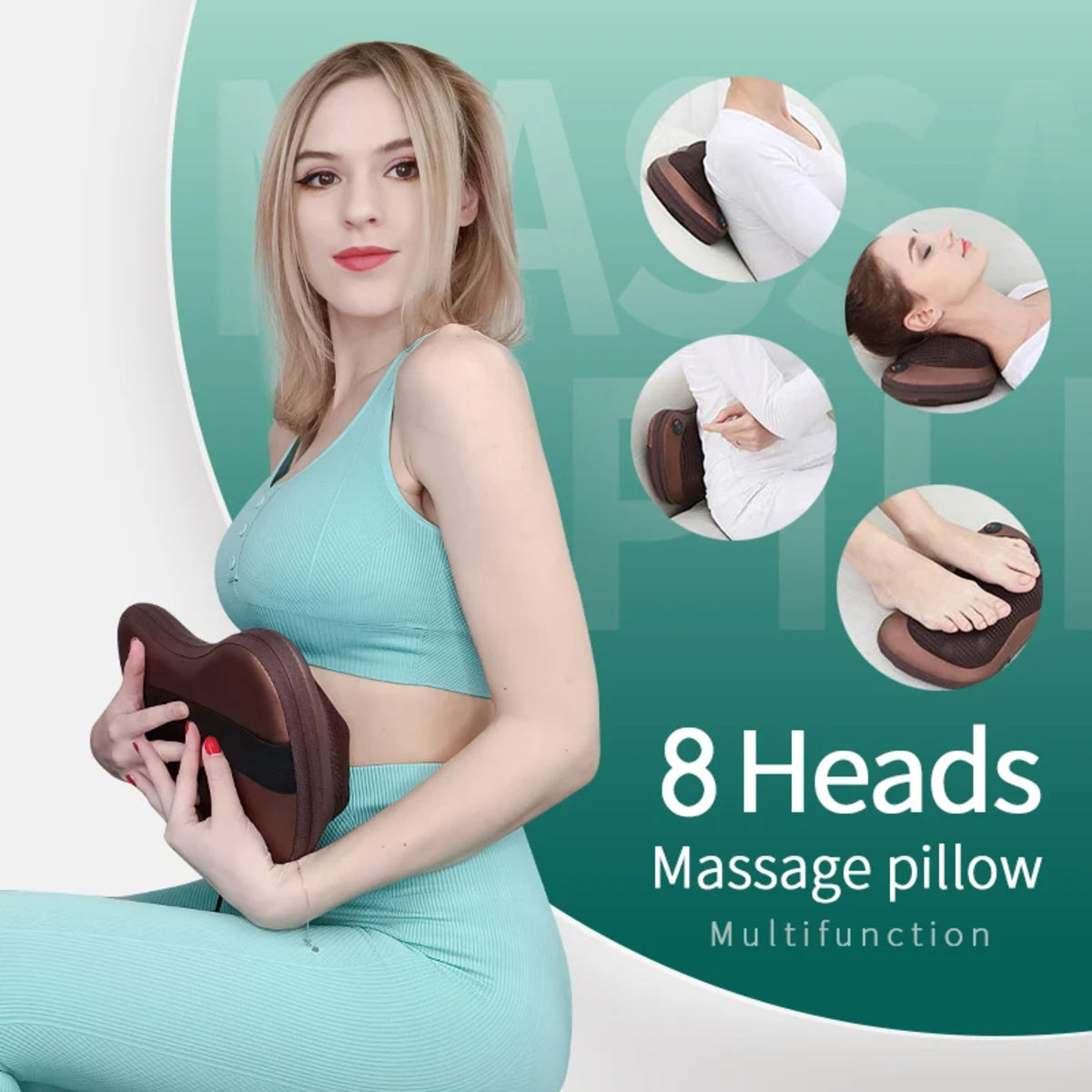 Heated Massage Pillow for Neck and Shoulder with Portable Design