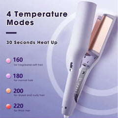 Foldable LCD 3-Barrel Ceramic Hair Curler for Waves