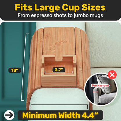 Rylan Bamboo Tray — Sofa Armrest Organizer With Spill-Design 11690571563276-1