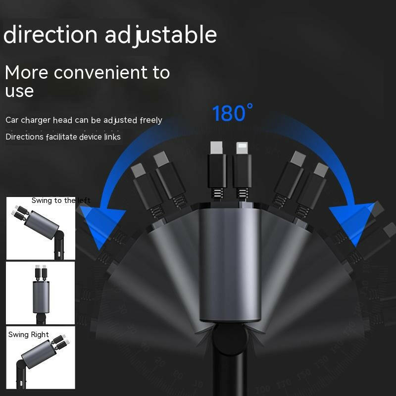 4 In 1 100W Retractable Car Charger