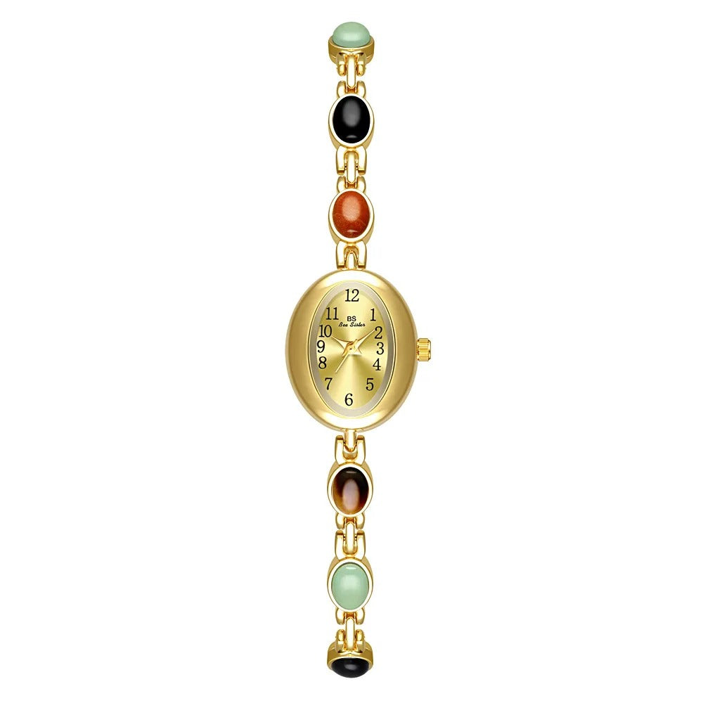Elegant Vintage Gold Women's Quartz Wristwatch Bracelet