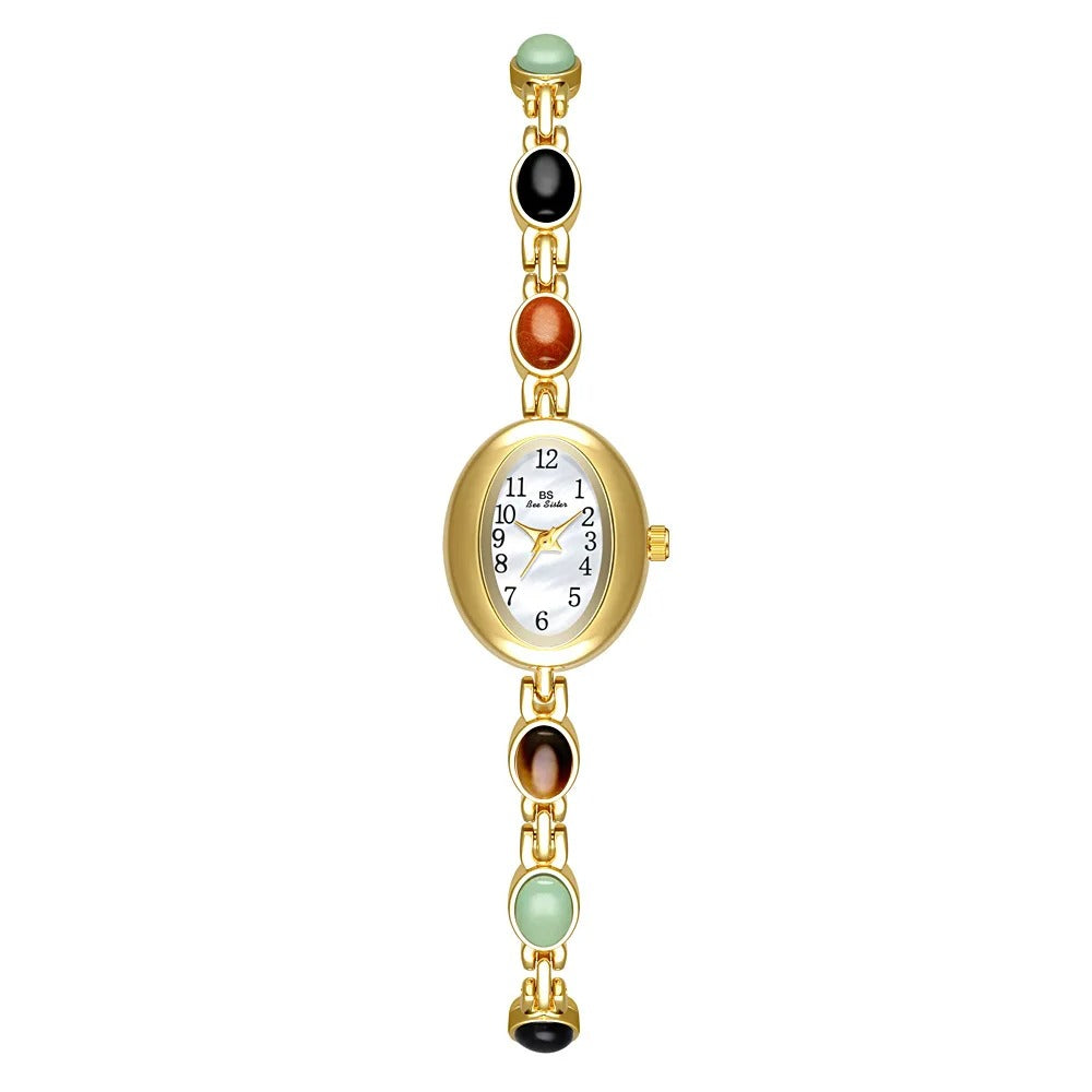 Elegant Vintage Gold Women's Quartz Wristwatch Bracelet