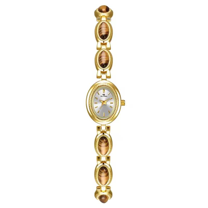 Elegant Vintage Gold Women's Quartz Wristwatch Bracelet
