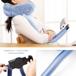 2-In-1 U-Shaped Neck Pillow With Tablet And Phone Holder