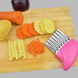 Stainless Steel Potato Crinkle Cutter - Crinkle Cutting Tool French Fry Maker Peeler Cut (2/4Pcs)