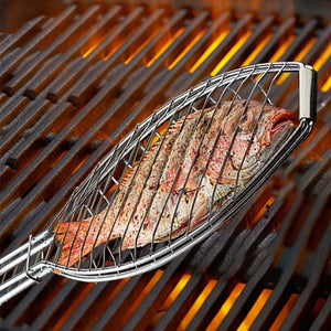 Stainless Steel Fish Grill Basket For Cooking