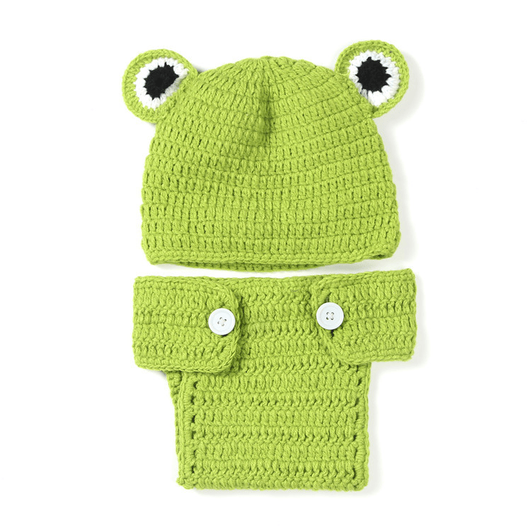 0-12 Months Frog Crochet Pattern Baby Beanie + Bloomer Set 8142382760136-al