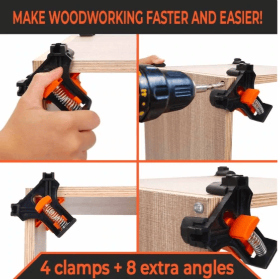 Woodworking Corner Clamp | Set Of 4 + 60° And 120° Heads