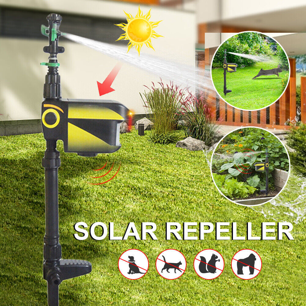 Garden Solar Scarecrow Motion Activated Water Animal Repellent Deterrent Sprinkler