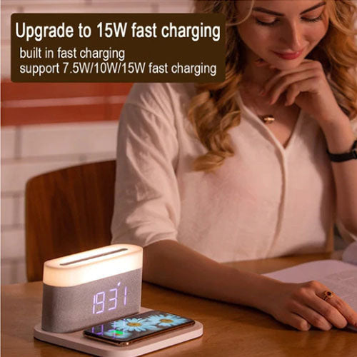 3 In 1 Wireless Charger Alarm Clock And Adjustable Night Light