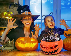 Pumpkin Candy Bowl With Creepy Moving Skeleton Hand