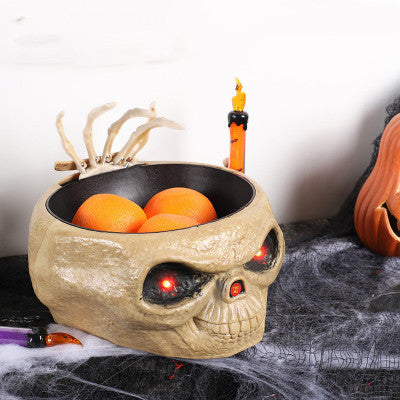 Pumpkin Candy Bowl With Creepy Moving Skeleton Hand