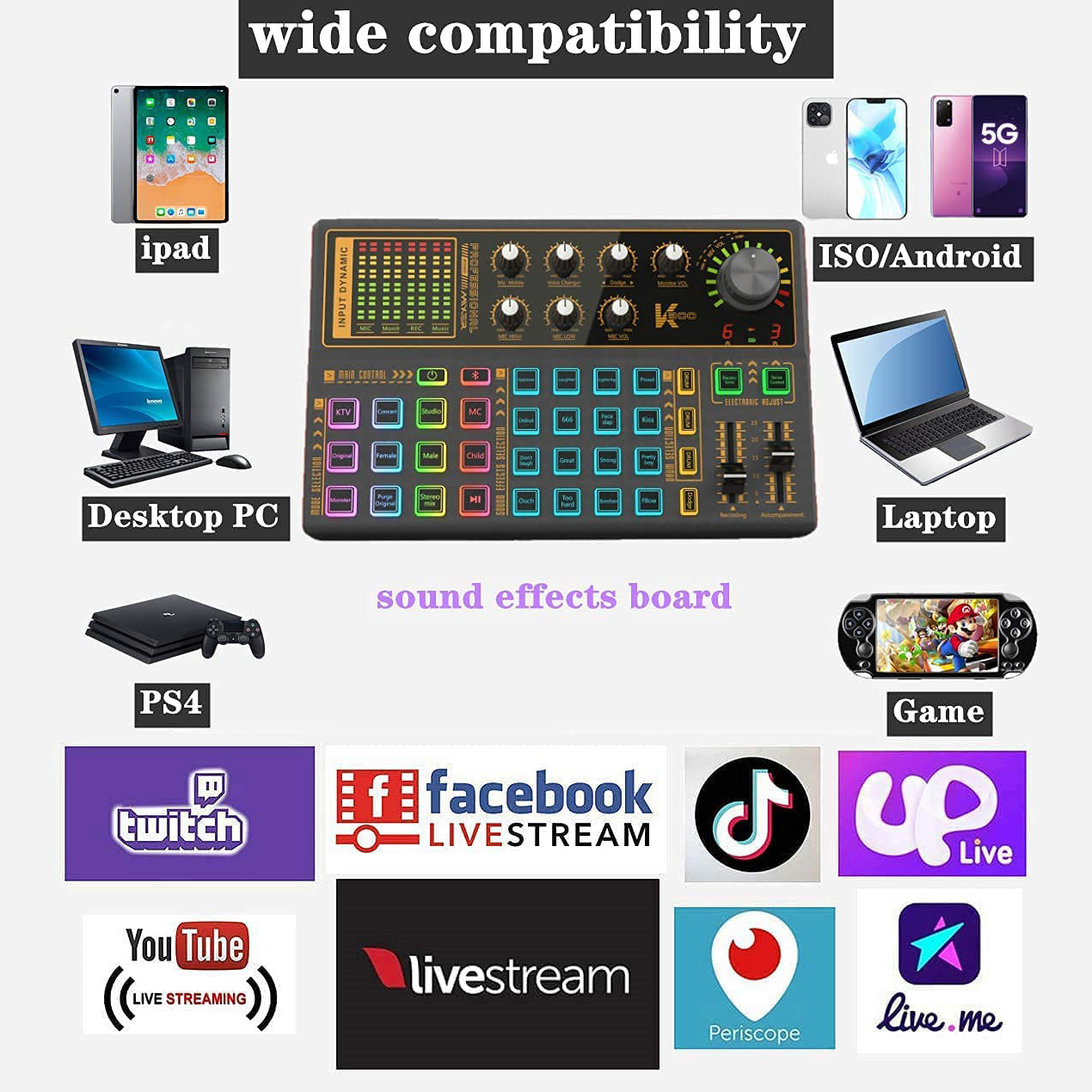 Voice Changer Live Board : Sound Mixer, Multiple Effects Streaming And Recording