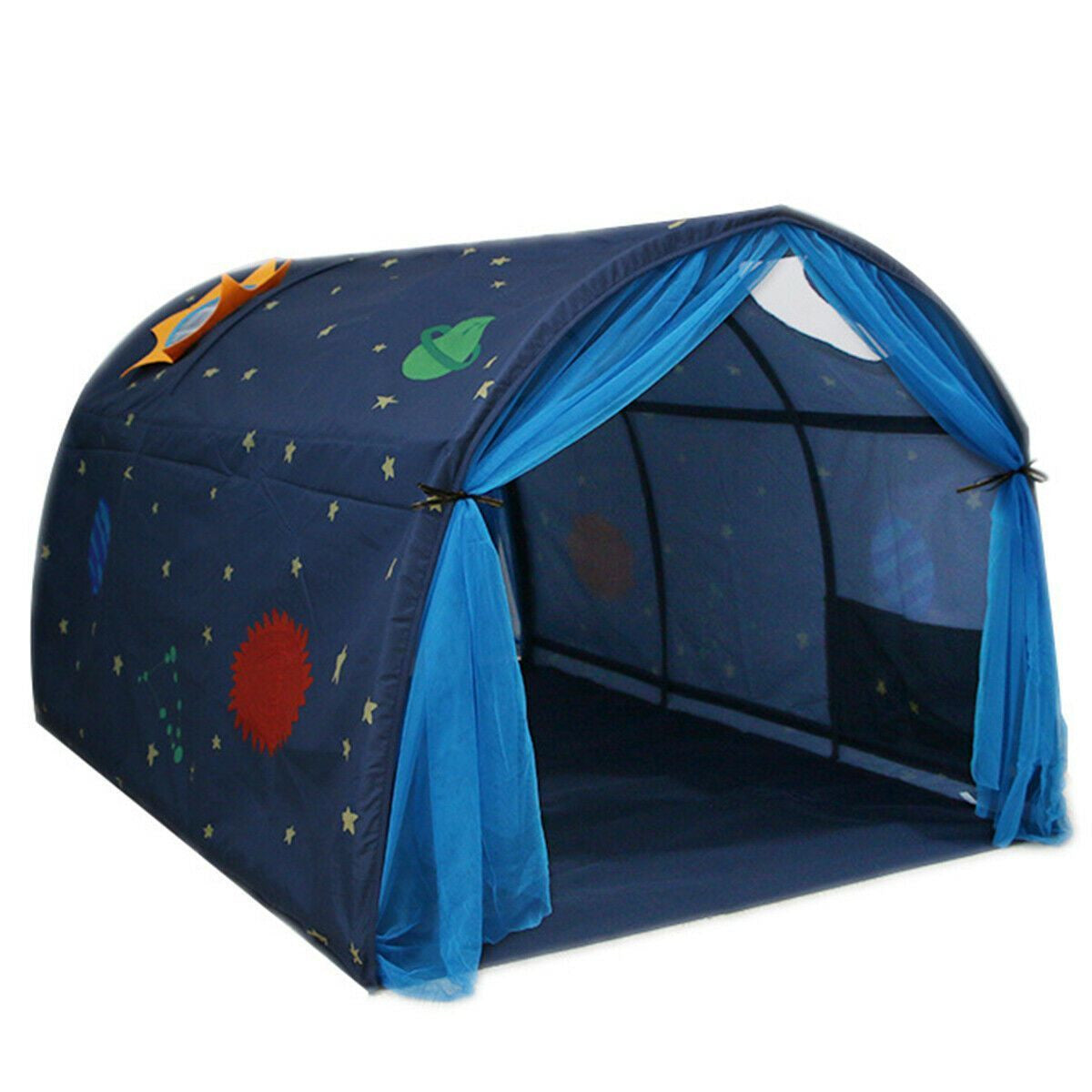 Premium Indoor Pop Up Bed Tent Kids Twin Size Over Bed Tent Topper