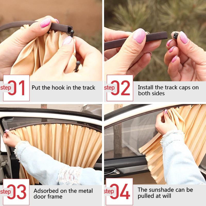 Slidenshade - Universal Magnetic Car Window Sunshade Sliding Curtain Uv Protection