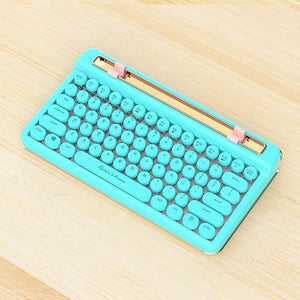 Retro Bluetooth + Wired Dual Mechanical 76 Key Keyboard Pc/Mac/Ipad - Gold